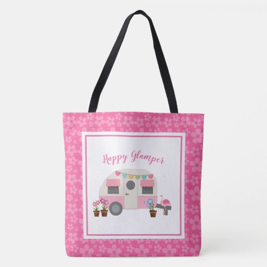 Roze Home Sweet Glamper Camper Tote Bag (Voorkant)