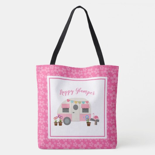 Roze Home Sweet Glamper Camper Tote Bag (Achterkant)
