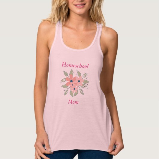 Roze Homeschool Moeder Floral Tanktop (Voorkant)