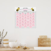 Roze Hommel Baby Geboortedatum Voorspelling Kalend Poster (Keuken)