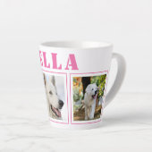 Roze hond 3 Foto collage met naam Latte Mok (Rechterhoek)