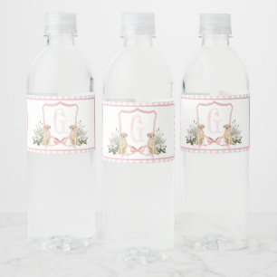 Roze hond Baby shower Waterflesetiketten Waterfles Etiket