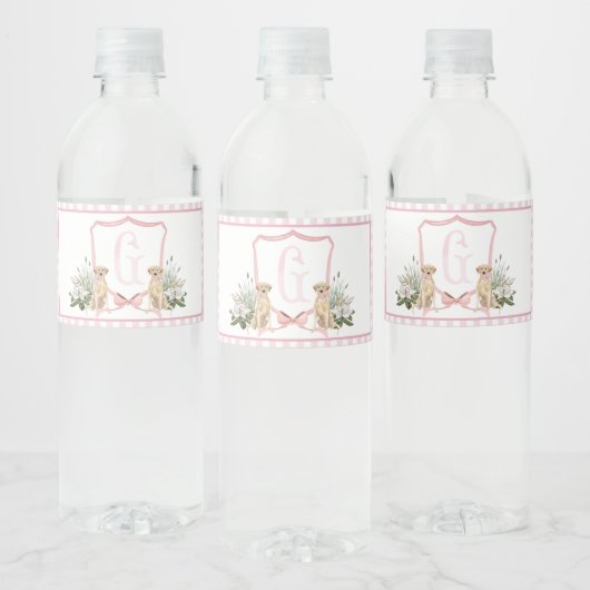 Roze hond Baby shower Waterflesetiketten Waterfles Etiket (Flessen)