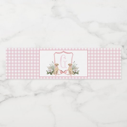 Roze hond Baby shower Waterflesetiketten Waterfles Etiket (Enkel label)