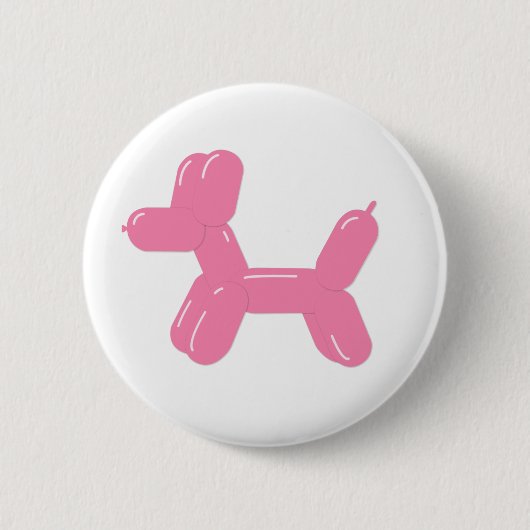 Roze hond ballondier ronde button 5,7 cm (Voorkant)