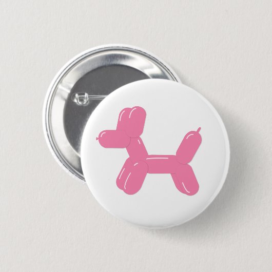 Roze hond ballondier ronde button 5,7 cm (Voorkant /achterkant)