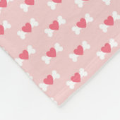 Roze Hond Botten en Hart Fleece Deken (Hoek)