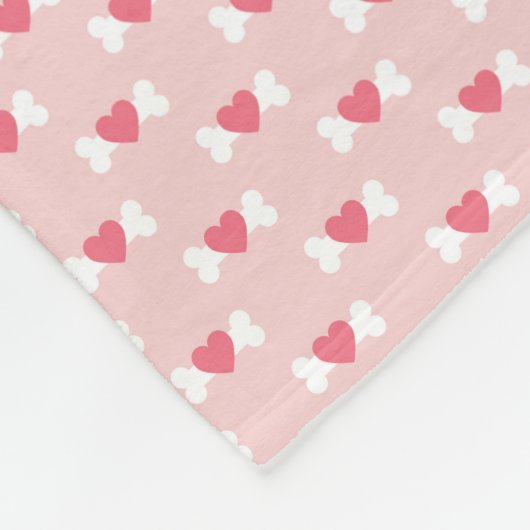 Roze Hond Botten en Hart Fleece Deken (Hoek)