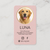 Roze Hond Dier Foto Sociale Media QR Code Visitekaartje (Voorkant)