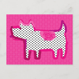"roze hond" digitaal het schilderen Briefkaart