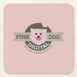 Roze Hond Digitaal Papier Coaster Kartonnen Onderzetters