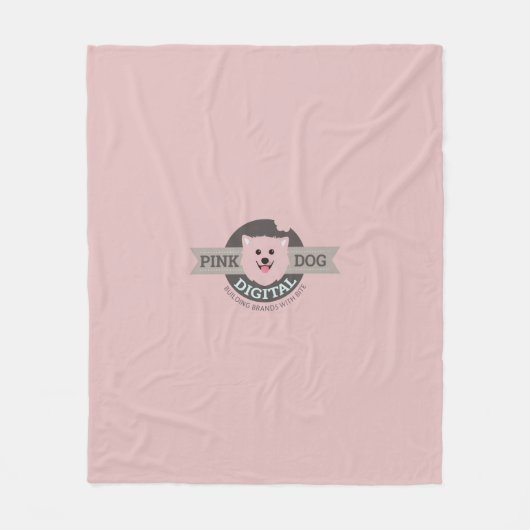 Roze Hond Digitale Vliesdeken Fleece Deken (Voorkant)
