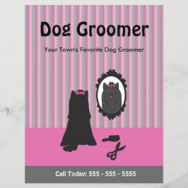 Roze hond en Mirror Dog Grooming Flyer