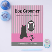 Roze hond en Mirror Dog Grooming Flyer (Enkel)