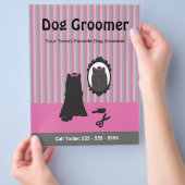 Roze hond en Mirror Dog Grooming Flyer (Hand)
