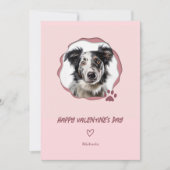 Roze Hond Foto Hart Valentijnsdag Feestdagenkaart (Voorkant)