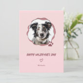 Roze Hond Foto Hart Valentijnsdag Feestdagenkaart (Staand voorkant)