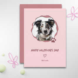 Roze Hond Foto Hart Valentijnsdag Feestdagenkaart