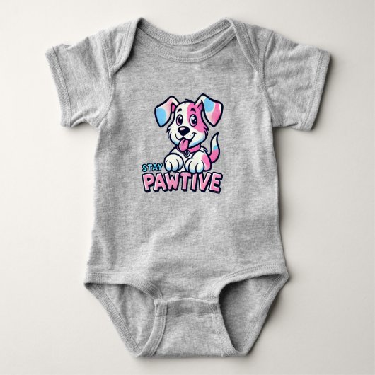 Roze hond geanimeerd Baby Bodysuit (Voorkant)