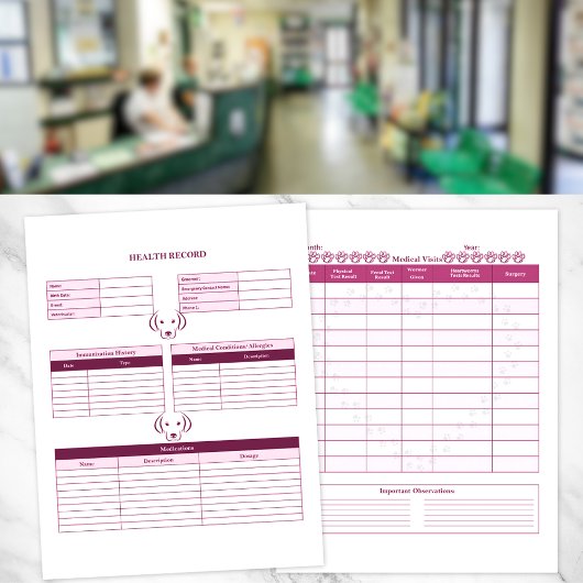 Roze Hond Gezondheidsdossier Overzichtpagina