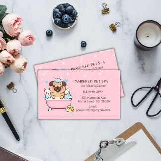 Roze Hond Grooming Pug Dog Spa Afspankaart Afsprakenkaartje