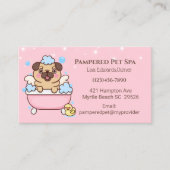 Roze Hond Grooming Pug Dog Spa Afspankaart Afsprakenkaartje (Voorkant)