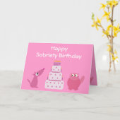 Roze Hond, Kat & Verjaardagstaart Sobriety Kaart (Gele Bloem)