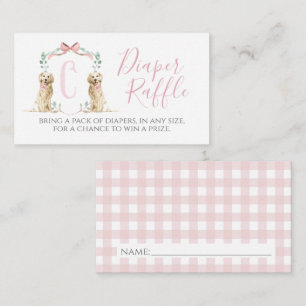 Roze Hond Meisje Baby shower Luier Raffle Informatiekaartje