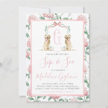 Roze Hond Meisje Sip & See Floral Preppy Southern