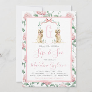Roze Hond Meisje Sip & See Floral Preppy Southern Kaart