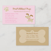 Roze hond met Paw Print en Bone Visitekaartje (Voorkant / Achterkant)