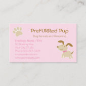 Roze hond met Paw Print en Bone Visitekaartje (Voorkant)