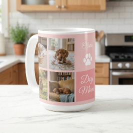 Roze Hond Moeder Pootafdruk Acht Foto's Aangepast Koffiemok