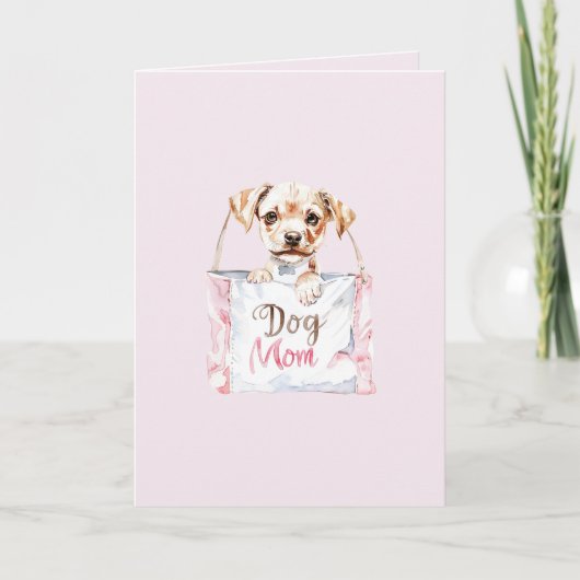Roze Hond Moeder Tas Kaart (Voorkant)