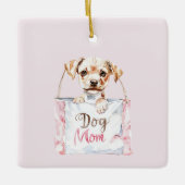 Roze Hond Moeder Tas Keramisch Ornament (Voorkant)