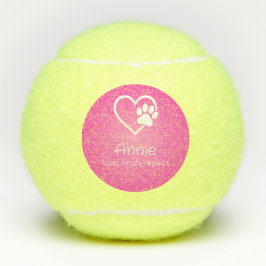 Roze Hond Naam Tennisbal 'gooien, apporteren, herh Tennisballen