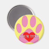 Roze Hond Pawprint Aangepaste Naam Magneet (Voorkant / Achterkant)