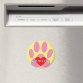 Roze Hond Pawprint Aangepaste Naam Magneet (Insitu (Vaatwasser))