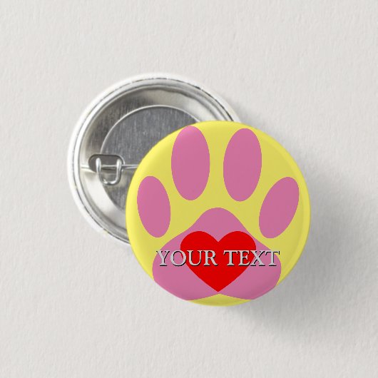 Roze Hond Pawprint Aangepaste Naam Ronde Button 3,2 Cm (Voorkant /achterkant)