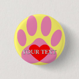 Roze Hond Pawprint Aangepaste Naam Ronde Button 3,2 Cm