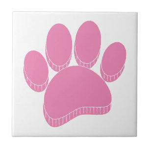 Roze Hond Pawprint Hand getrokken Custom Tegeltje