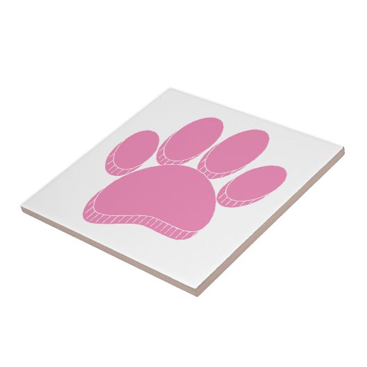 Roze Hond Pawprint Hand getrokken Custom Tegeltje (Zijkant)