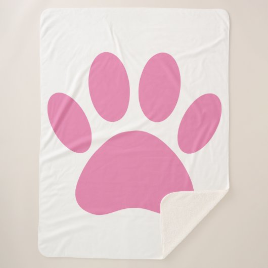 Roze hond Pawprint Sherpa Blanket Deken (Voorkant)