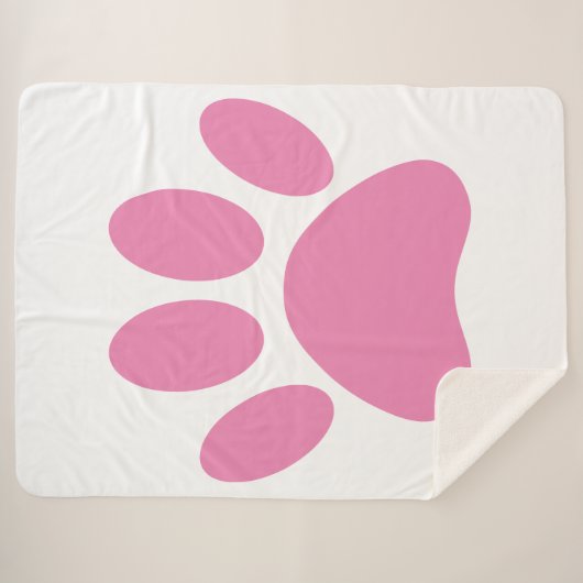 Roze hond Pawprint Sherpa Blanket Sherpa Deken (Voorkant (horizontaal))