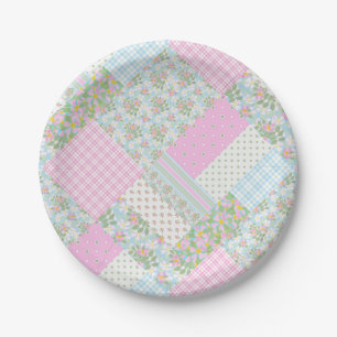 Roze Hond Roos Faux Patchwork Papier Bord
