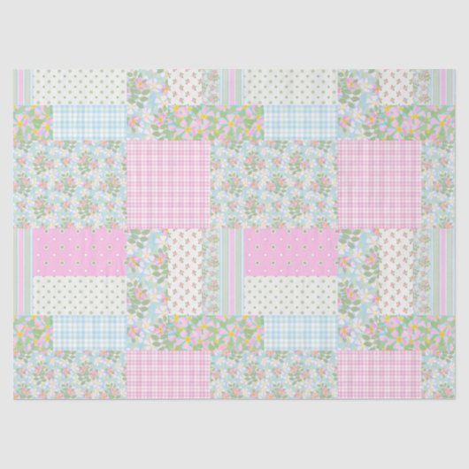  Roze Hond Roos Faux Patchwork Tissue Papier (Voorkant)