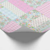  Roze Hond Roos Faux Patchwork Verpakking Papier (Hoek)