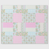  Roze Hond Roos Faux Patchwork Verpakking Papier (Vlak)