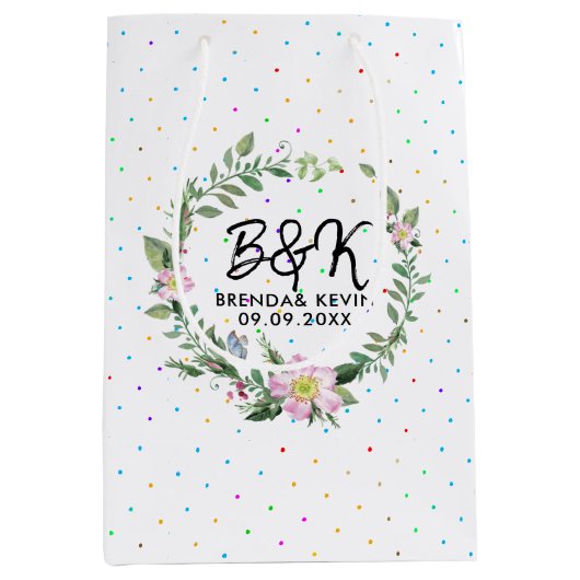 Roze hond roos medium cadeauzakje (Voorkant)