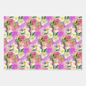 Roze hond roos waterverf floraal inpakpapier (Voorkant 2)